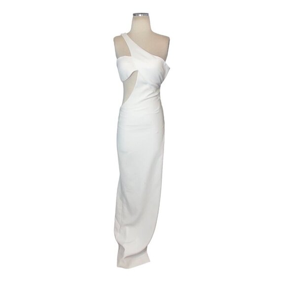 Monot Cut Out One Shoulder Maxi Dress in White New Womens Long Maxi Gown - Picture 6 of 17